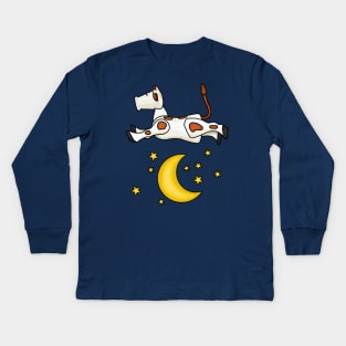 Little Cow Jumping Over The Moon Kids Long Sleeve T-Shirt